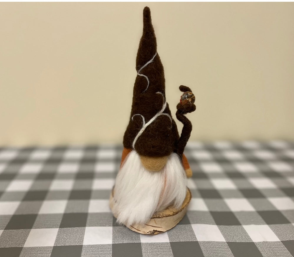 Gnome on wooden base