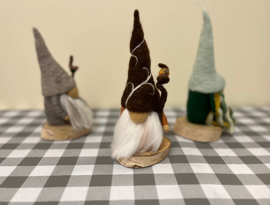 Gnome on wooden base