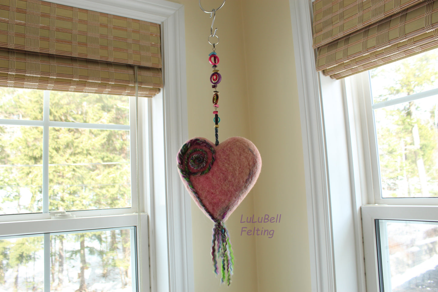 Felted heart spinners