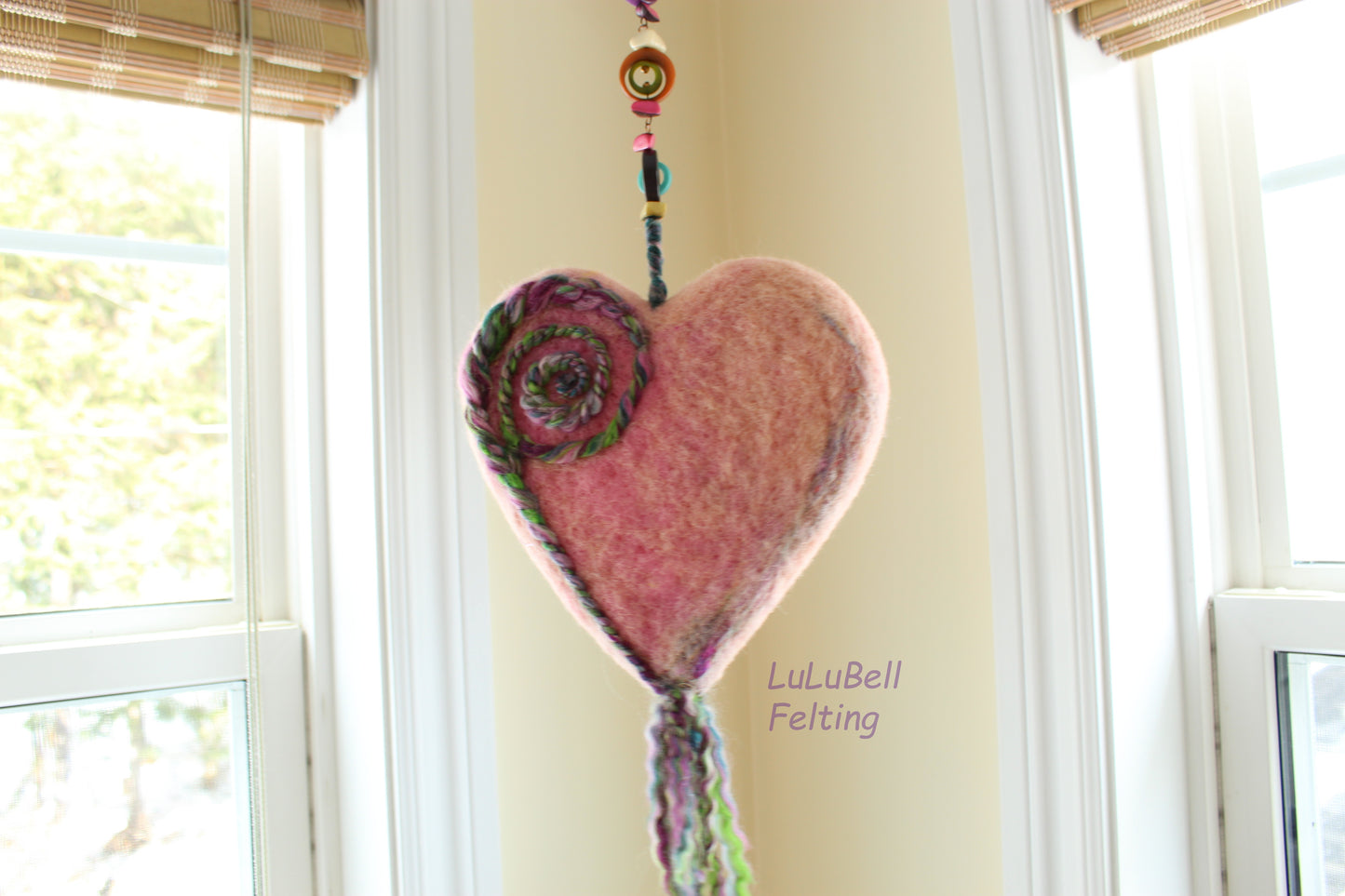 Felted heart spinners
