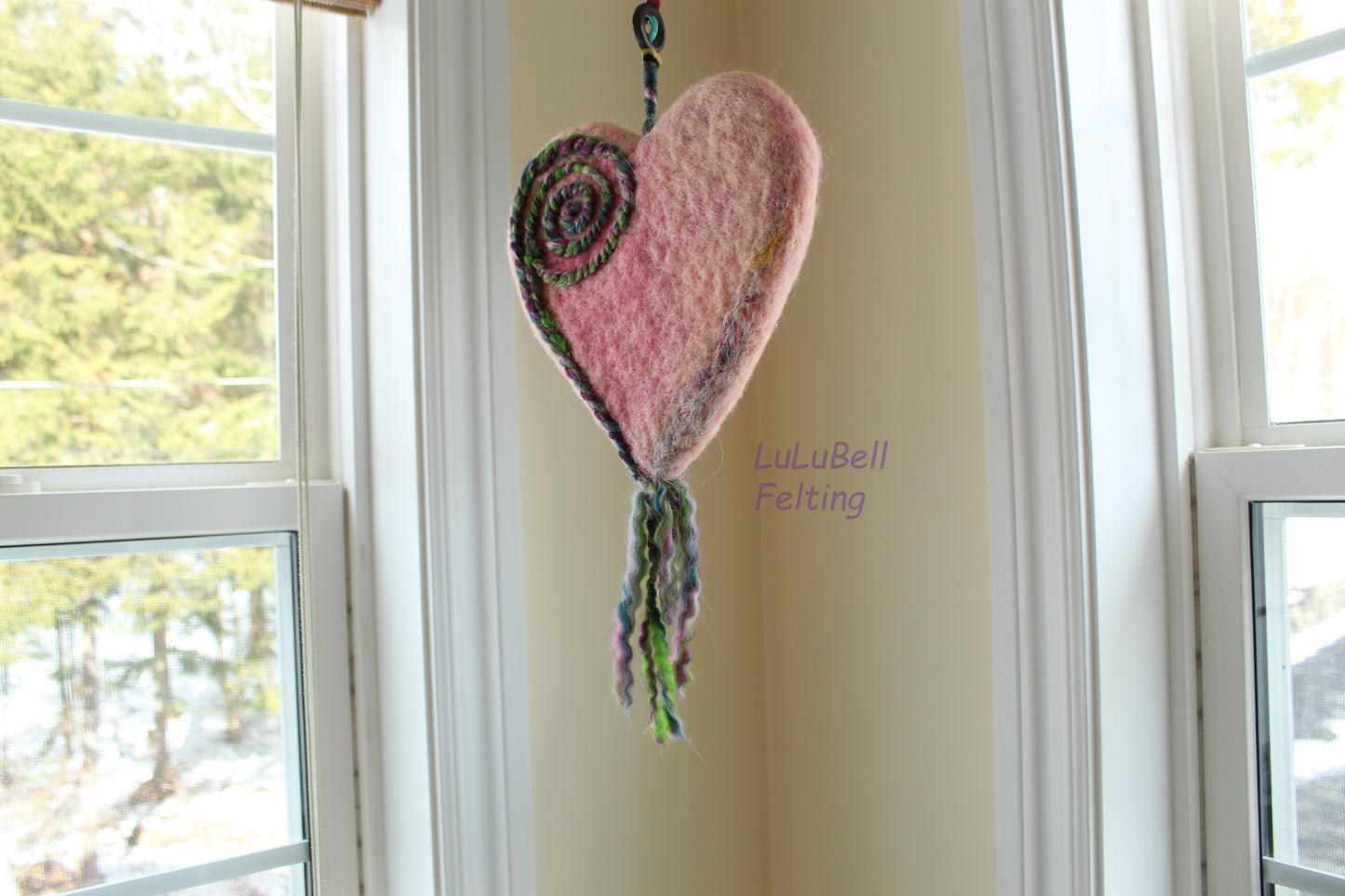Felted heart spinners