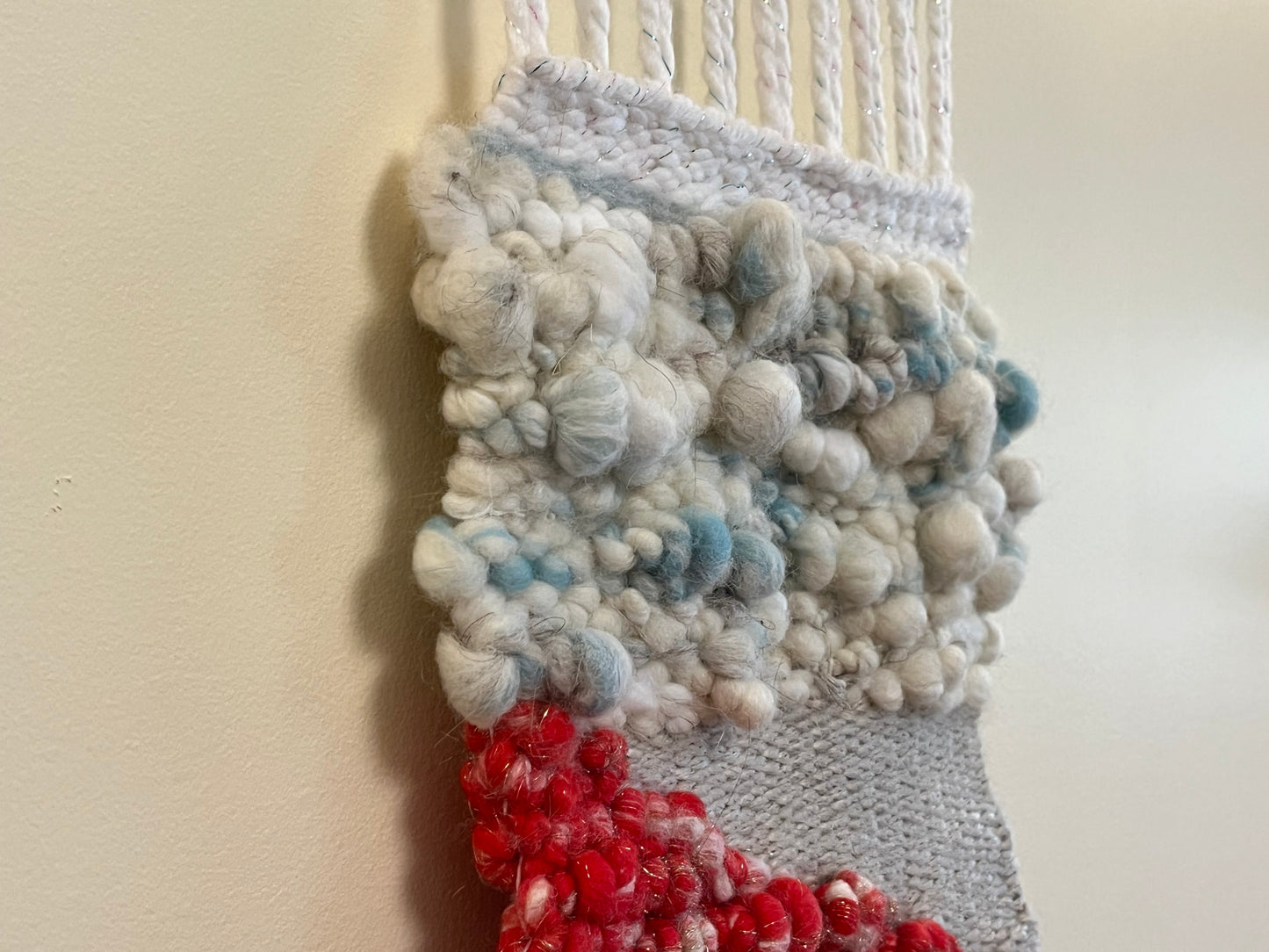 Long Boho Woven wall hanging. 12 inches x 38 inches weaving
