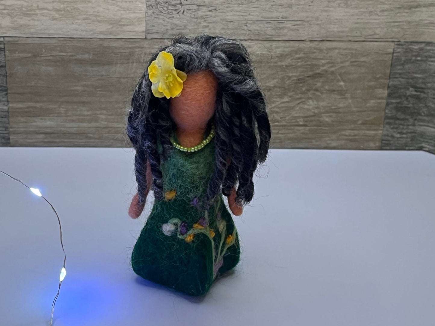 Flower Lady Figurine - Waldorf style, Felted doll