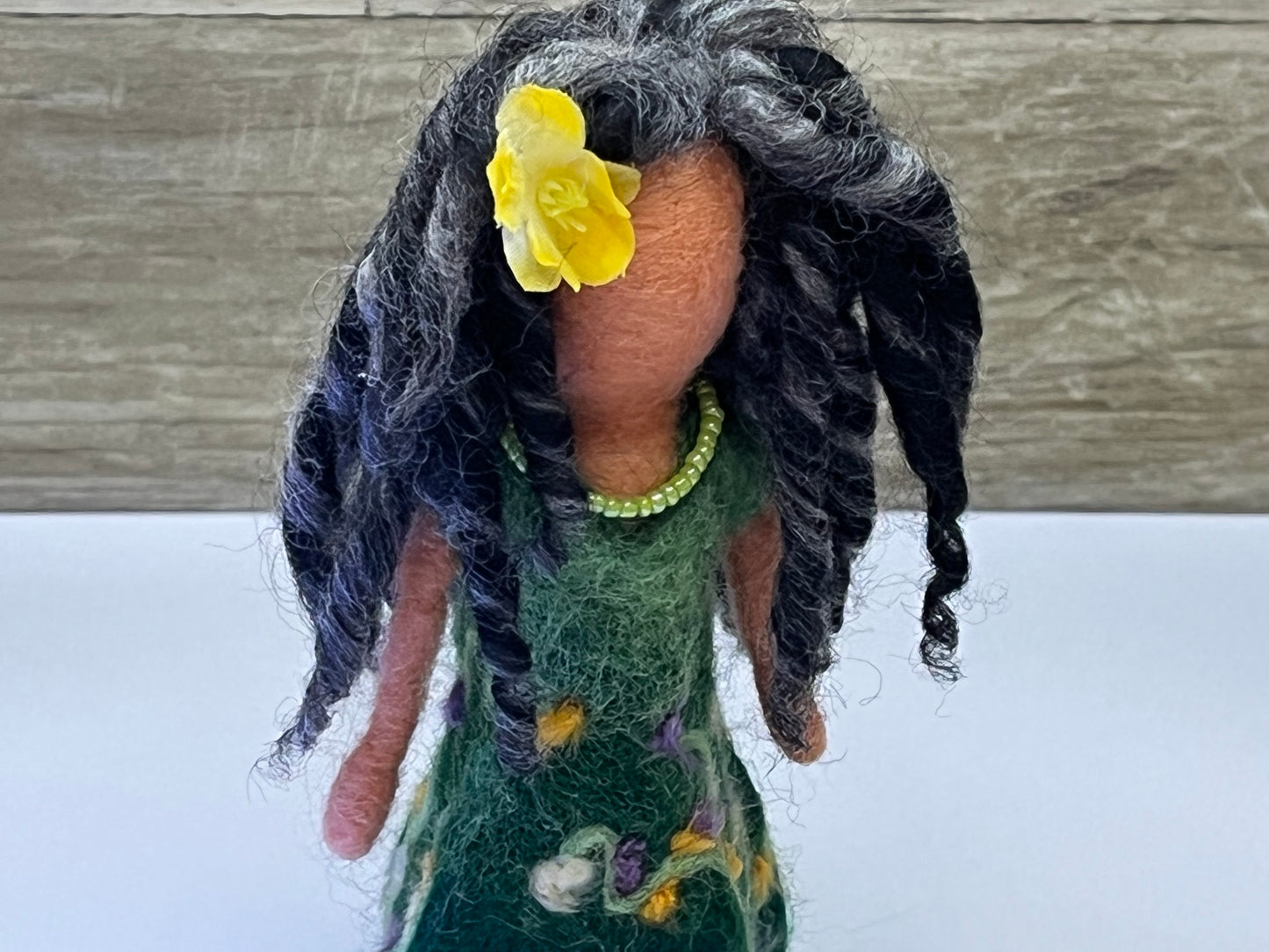 Flower Lady Figurine - Waldorf style, Felted doll