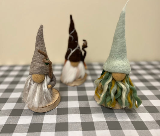 Gnome on wooden base