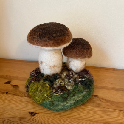 Felted forest mushrooms