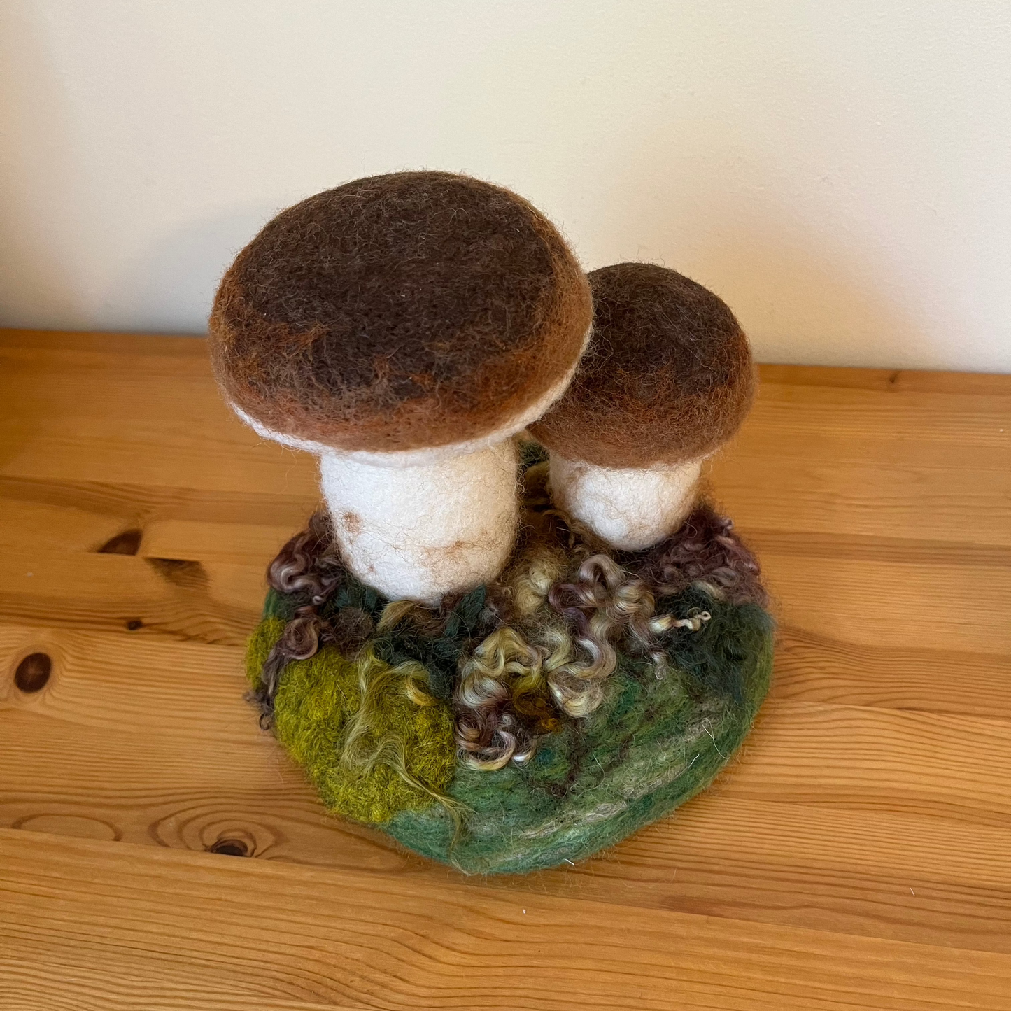 Felted forest mushrooms