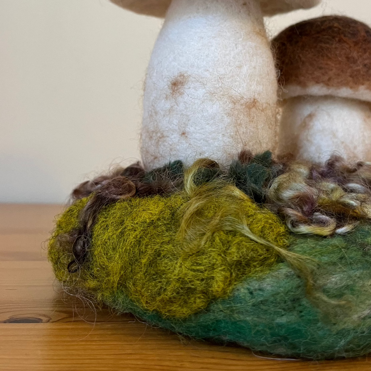 Felted forest mushrooms