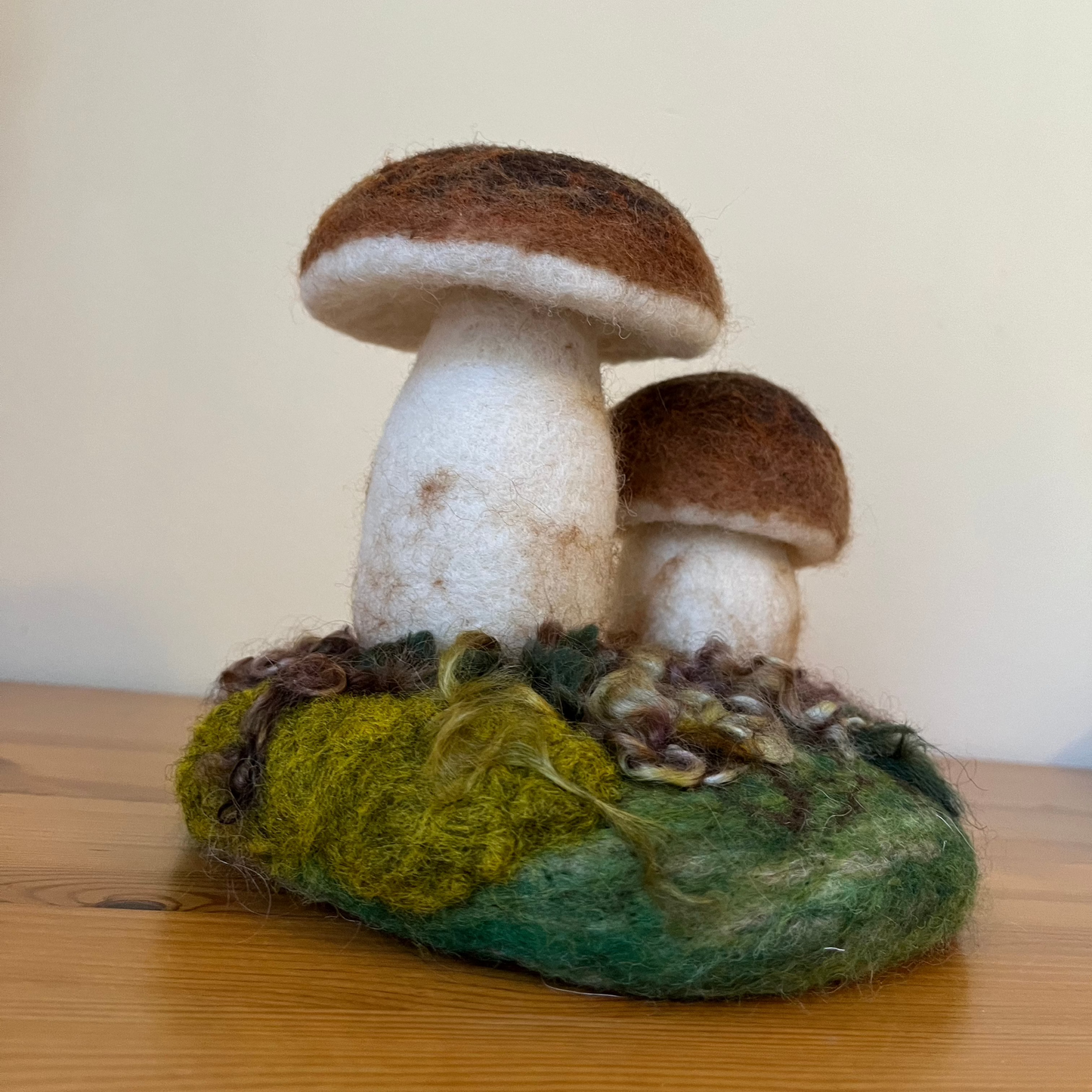 Felted forest mushrooms