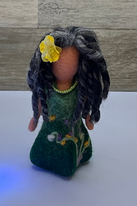 Flower Lady Figurine - Waldorf style, Felted doll
